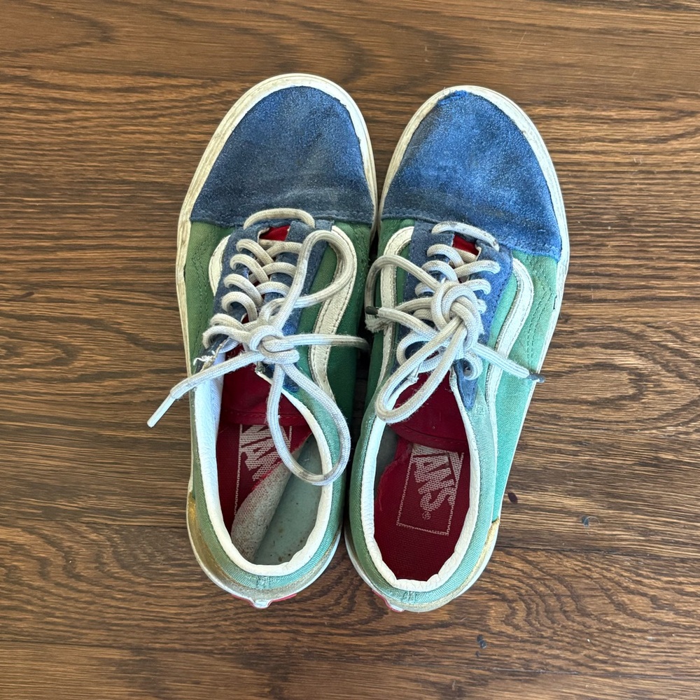 Vans Blue and Green Canvas Sneakers